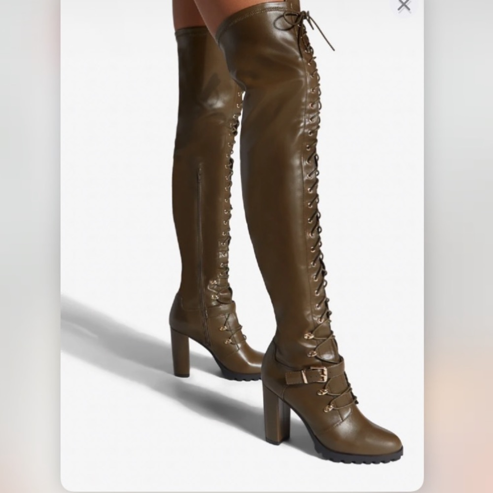 Brown leather boots